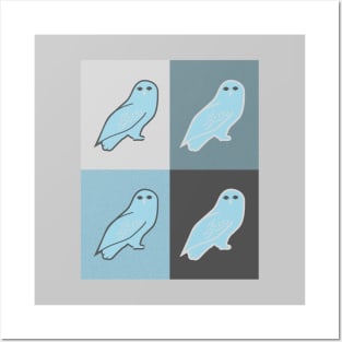 4 owls (mono) Posters and Art